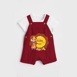 A Celebration of Skill, Tools, and Prosperity - Customized Ayudha Pooja Themed Dungaree Set For kids - RED - 0 - 5 Months Old (Chest 18")