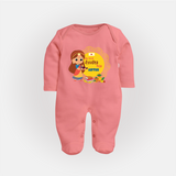 My First Ayudha Puja | Tiny Traditions Sleep Suit - PEACH - New Born (Chest 7.5")