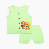 My First Ayudha Puja | Tiny Traditions Jabla Set - PASTEL GREEN - 0 - 3 Months Old (Chest 9.8")