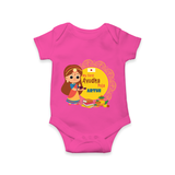 My First Ayudha Puja | Tiny Traditions Romper - HOT PINK - New Born (Chest 14")