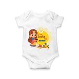 My First Ayudha Puja | Tiny Traditions Romper - WHITE - New Born (Chest 14")