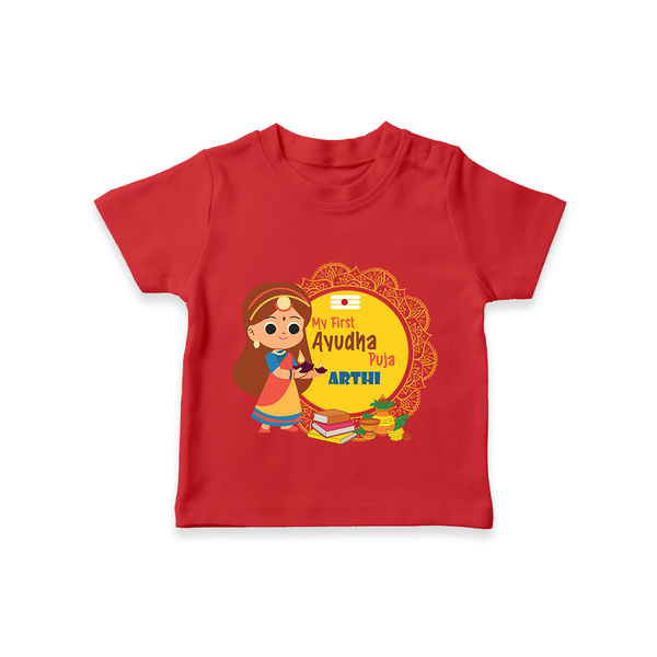 My First Ayudha Puja | Tiny Traditions Tshirt - RED - 0-5 Months Old (Chest 17")