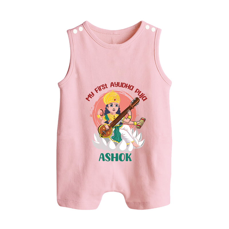 My First Ayudha Puja | Sacred Beginnings Romper Suit - BABY PINK - 0 - 5 Months Old (Chest 18")