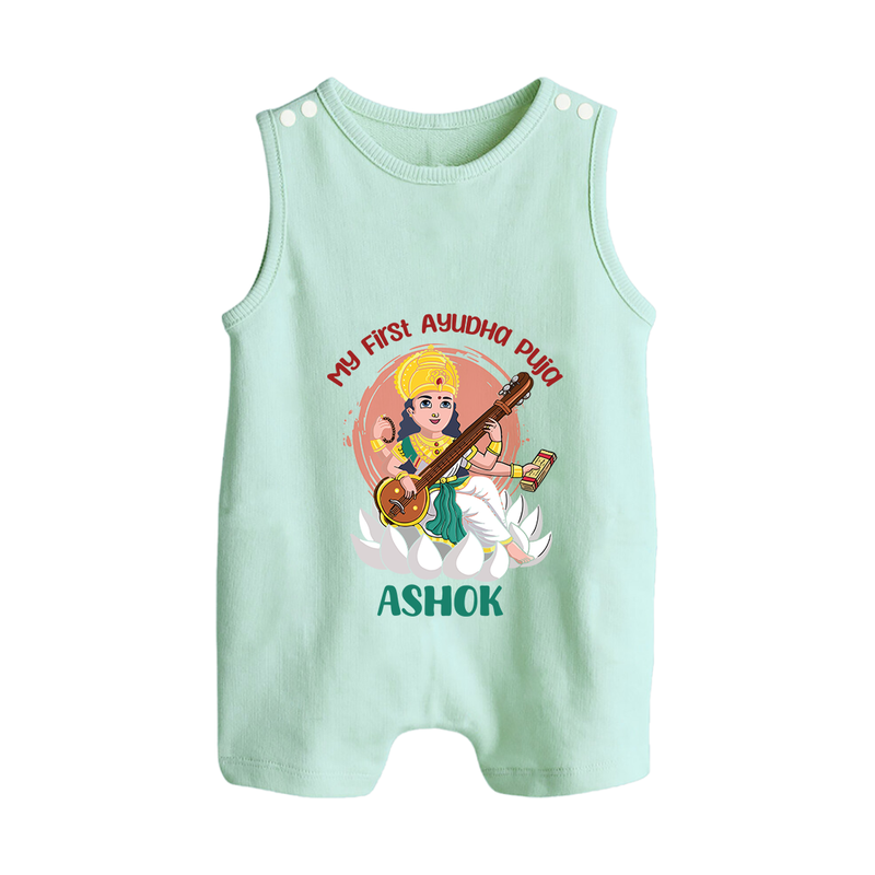 My First Ayudha Puja | Sacred Beginnings Romper Suit - MINT GREEN - 0 - 5 Months Old (Chest 18")