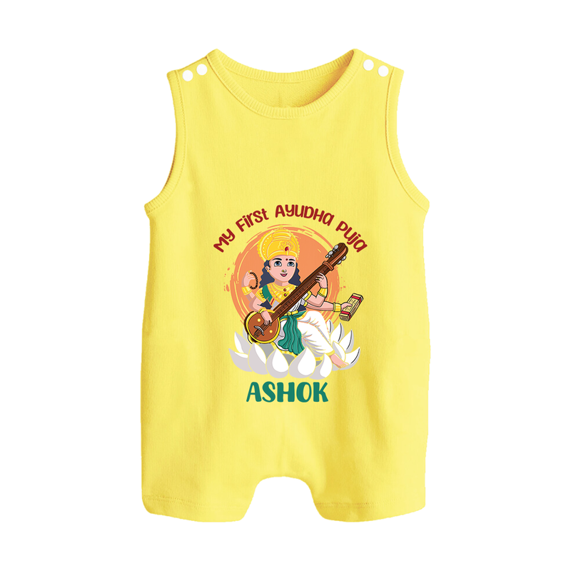 My First Ayudha Puja | Sacred Beginnings Romper Suit - PASTEL YELLOW - 0 - 5 Months Old (Chest 18")