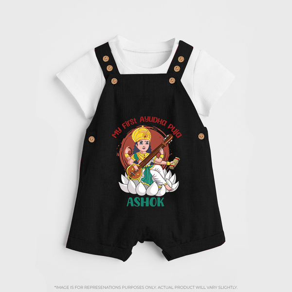 My First Ayudha Puja | Sacred Beginnings Dungaree Set - BLACK - 0 - 5 Months Old (Chest 18")