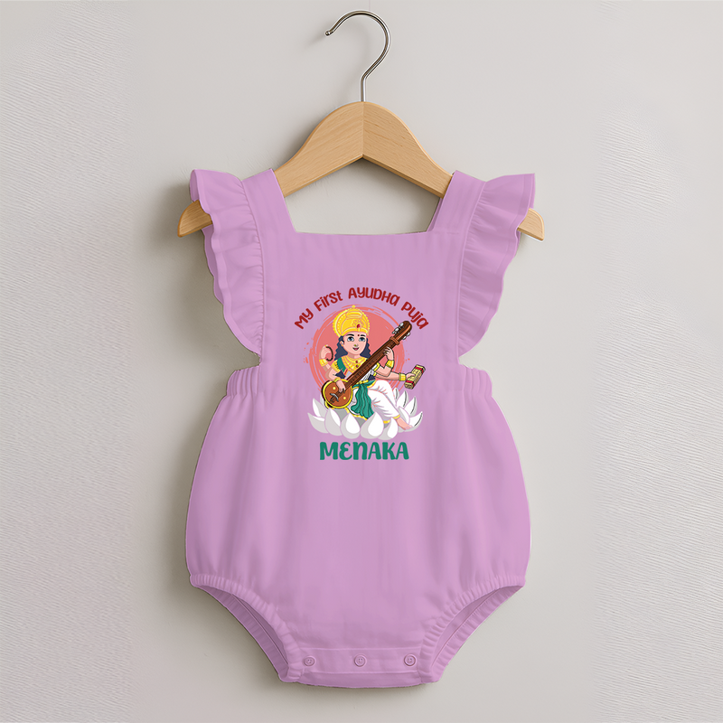 My First Ayudha Puja | Sacred Beginnings Romper Frock - BABY PINK - 0 - 3 Months Old (Chest 19")