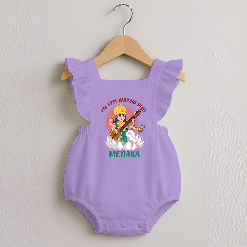 My First Ayudha Puja | Sacred Beginnings Romper Frock - LILAC - 0 - 3 Months Old (Chest 19")
