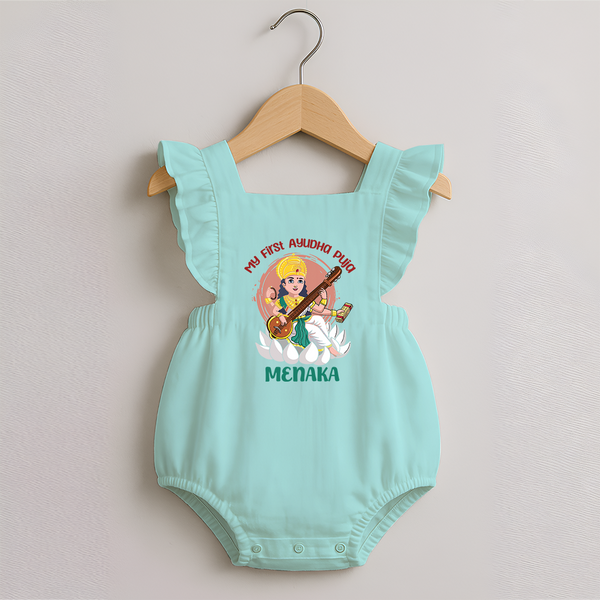 My First Ayudha Puja | Sacred Beginnings Romper Frock - MINT GREEN - 0 - 3 Months Old (Chest 19")