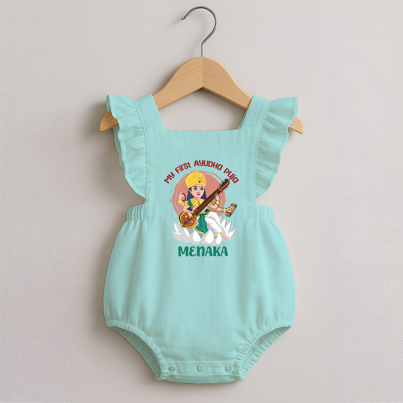 My First Ayudha Puja | Sacred Beginnings Romper Frock - MINT GREEN - 0 - 3 Months Old (Chest 19")