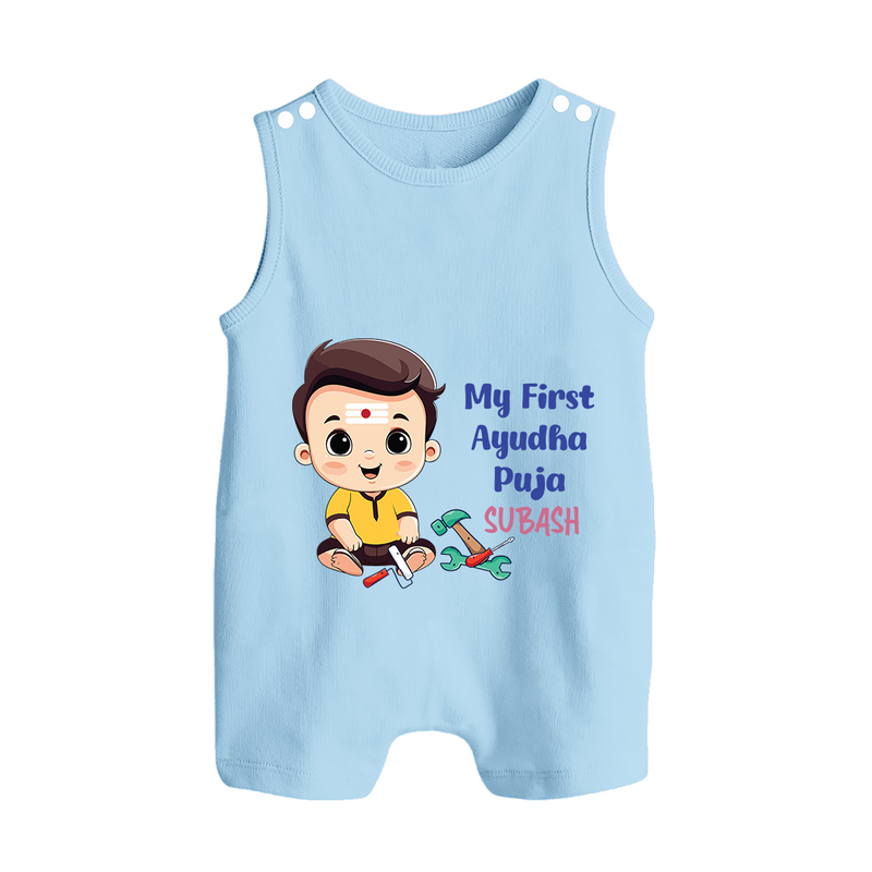 My First Ayudha Puja | Festival of Tools Romper Suit - BABY BLUE - 0 - 5 Months Old (Chest 18")