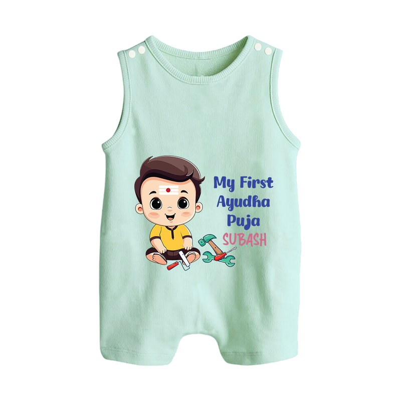 My First Ayudha Puja | Festival of Tools Romper Suit - MINT GREEN - 0 - 5 Months Old (Chest 18")