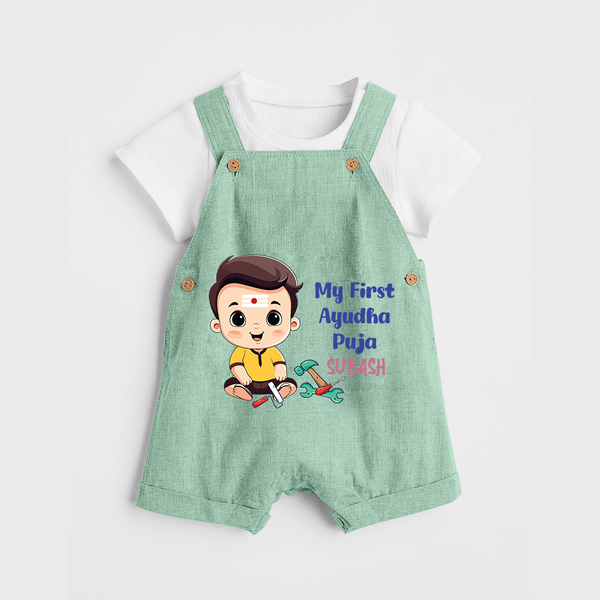 My First Ayudha Puja | Festival of Tools Dungaree Set - MINT GREEN - 0 - 5 Months Old (Chest 18")