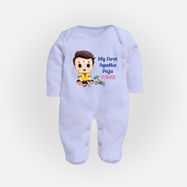 My First Ayudha Puja | Festival of Tools Sleep Suit - BABY BLUE - New Born (Chest 7.5")