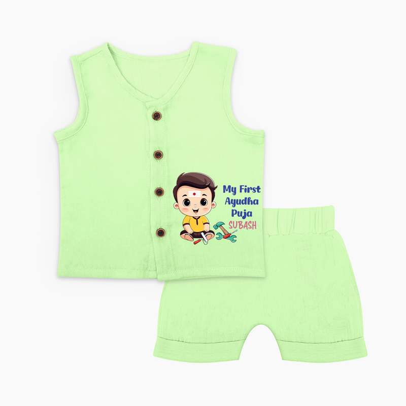 My First Ayudha Puja | Festival of Tools Jabla Set - PASTEL GREEN - 0 - 3 Months Old (Chest 9.8")