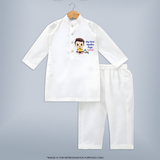 My First Ayudha Puja | Festival of Tools Kurta - WHITE - 3 - 6 Months Old (Chest 24", Kurta Length 14'', Waist 19", Pant Length 14")