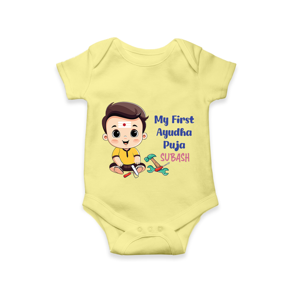My First Ayudha Puja | Festival of Tools Romper - PASTEL YELLOW - New Born (Chest 14")