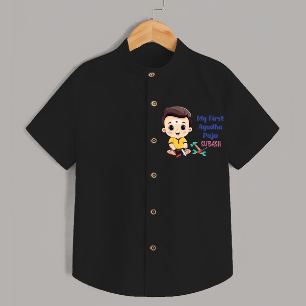 My First Ayudha Puja | Festival of Tools Shirt - BLACK - 0 - 6 Months Old (Chest 23")