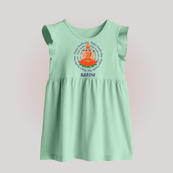 Happy Ayudha Puja | Festival Joy Baby Frock - MINT GREEN - 0 - 3 Months Old (Chest 17")