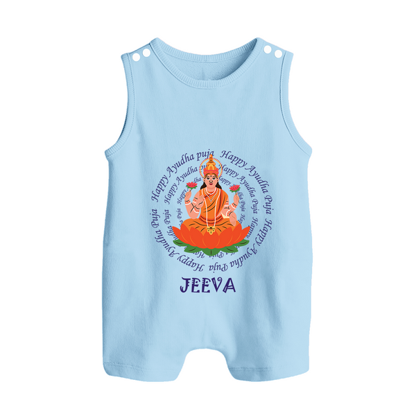 Happy Ayudha Puja | Festival Joy Romper Suit - BABY BLUE - 0 - 5 Months Old (Chest 18")