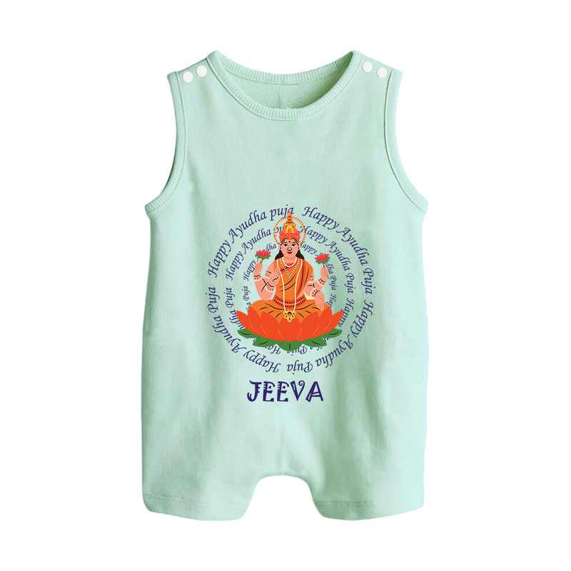 Happy Ayudha Puja | Festival Joy Romper Suit - MINT GREEN - 0 - 5 Months Old (Chest 18")