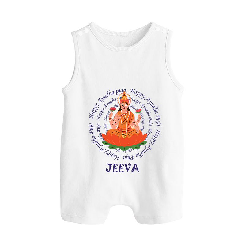 Happy Ayudha Puja | Festival Joy Romper Suit - WHITE - 0 - 5 Months Old (Chest 18")