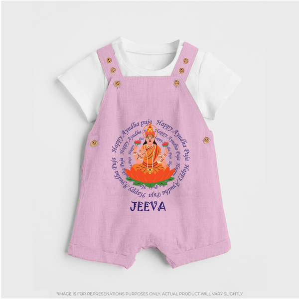 Happy Ayudha Puja | Festival Joy Dungaree Set - BABY PINK - 0 - 5 Months Old (Chest 18")