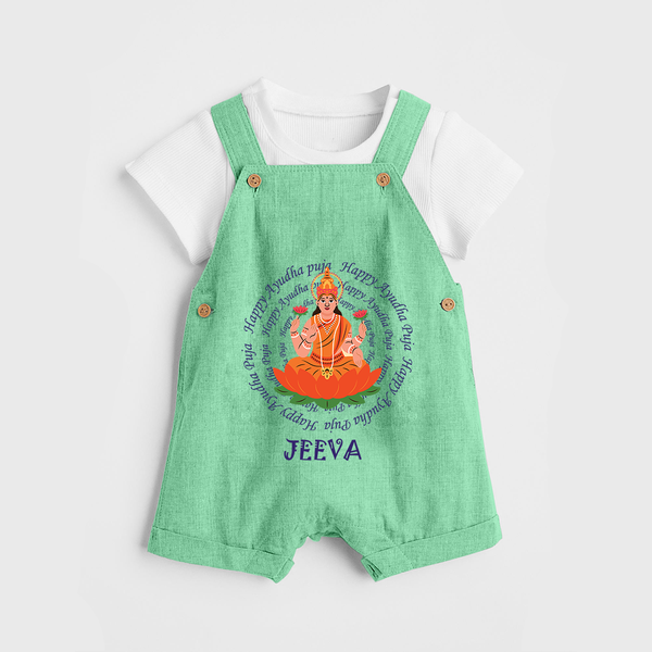 Happy Ayudha Puja | Festival Joy Dungaree Set - GREEN - 0 - 5 Months Old (Chest 18")