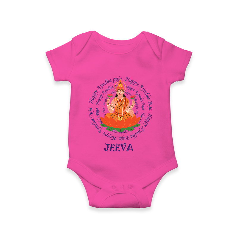 Happy Ayudha Puja | Festival Joy Romper - HOT PINK - New Born (Chest 14")