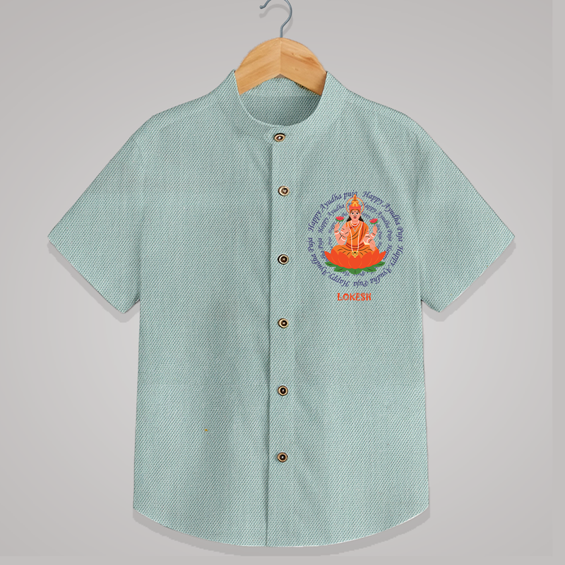 Honoring the Spirit of Work and Worship - Customized Ayudha Pooja Themed Shirt For kids - ARCTIC BLUE - 0 - 6 Months Old (Chest 23")