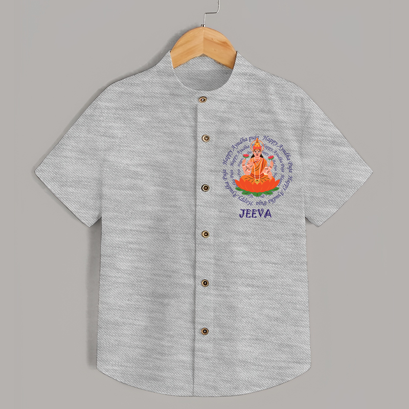 Happy Ayudha Puja | Festival Joy Shirt - GREY - 0 - 6 Months Old (Chest 23")