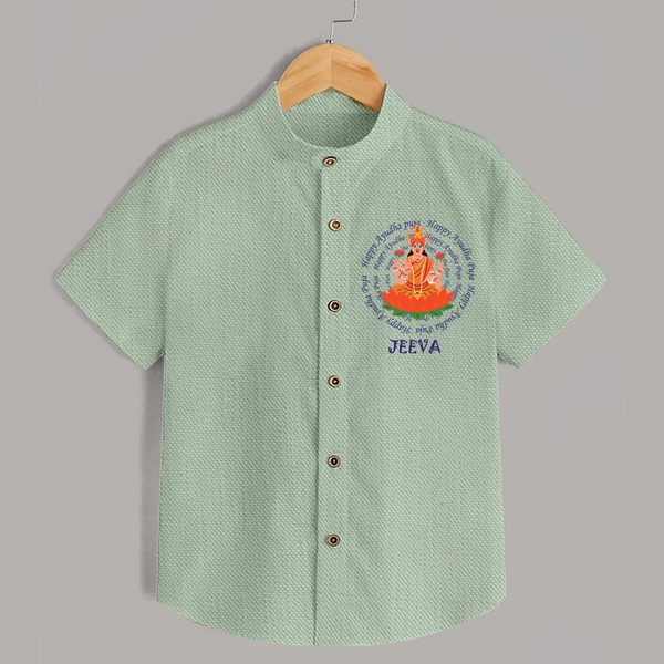 Happy Ayudha Puja | Festival Joy Shirt - MINT GREEN - 0 - 6 Months Old (Chest 23")