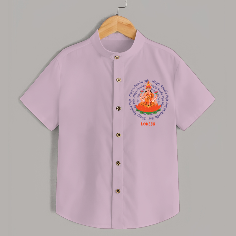 Honoring the Spirit of Work and Worship - Customized Ayudha Pooja Themed Shirt For kids - PINK - 0 - 6 Months Old (Chest 23")