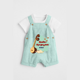 Ayudha Pooja Wishes - Customized Ayudha Pooja Themed Dungaree Set For kids - ARCTIC BLUE - 0 - 5 Months Old (Chest 18")