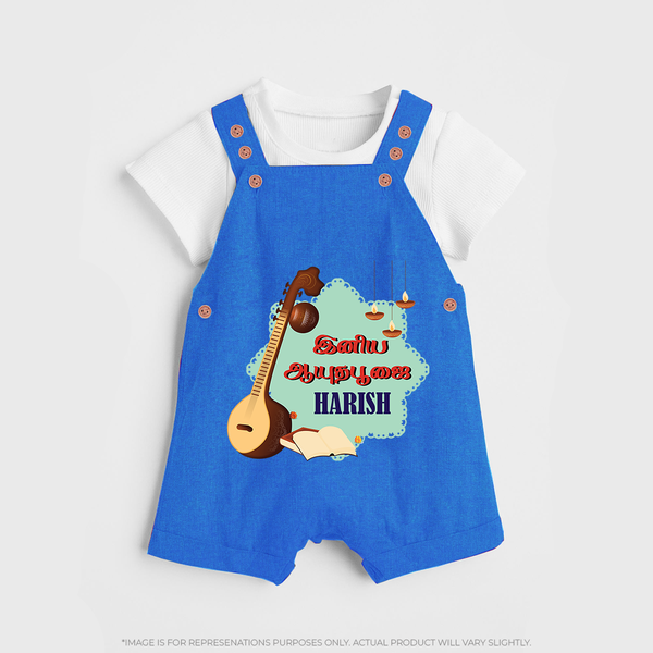 Happy Ayudha Puja  | Blessed with Gratitude Dungaree Set - COBALT BLUE - 0 - 5 Months Old (Chest 18")