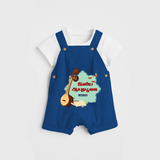 Ayudha Pooja Wishes - Customized Ayudha Pooja Themed Dungaree Set For kids - COBALT BLUE - 0 - 5 Months Old (Chest 18")