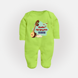Happy Ayudha Puja  | Blessed with Gratitude Sleep Suit - LIME GREEN - New Born (Chest 7.5")