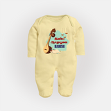 Happy Ayudha Puja  | Blessed with Gratitude Sleep Suit - PASTEL YELLOW - New Born (Chest 7.5")