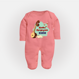 Happy Ayudha Puja  | Blessed with Gratitude Sleep Suit - PEACH - New Born (Chest 7.5")