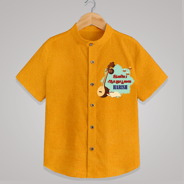 Happy Ayudha Puja  | Blessed with Gratitude Shirt - CHROME YELLOW - 0 - 6 Months Old (Chest 23")