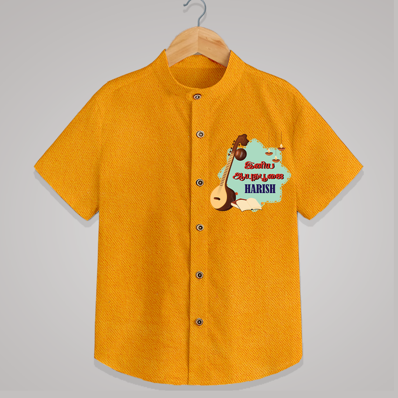Happy Ayudha Puja  | Blessed with Gratitude Shirt - CHROME YELLOW - 0 - 6 Months Old (Chest 23")