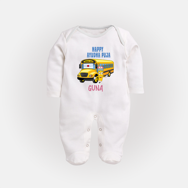 Happy Ayudha Puja  | Divine Blessings Sleep Suit - WHITE - New Born (Chest 7.5")
