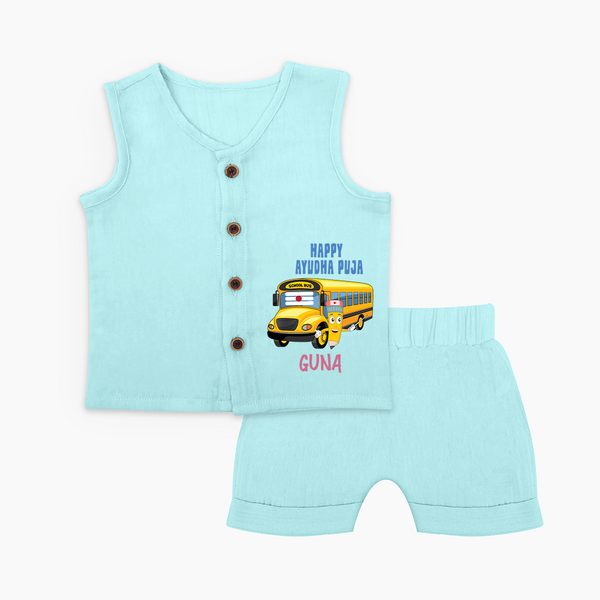 Happy Ayudha Puja  | Divine Blessings Jabla Set - BABY BLUE - 0 - 3 Months Old (Chest 9.8")