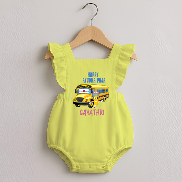 Happy Ayudha Puja  | Divine Blessings Romper Frock - PASTEL YELLOW - 0 - 3 Months Old (Chest 19")