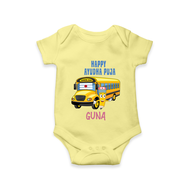 Happy Ayudha Puja  | Divine Blessings Romper - PASTEL YELLOW - New Born (Chest 14")