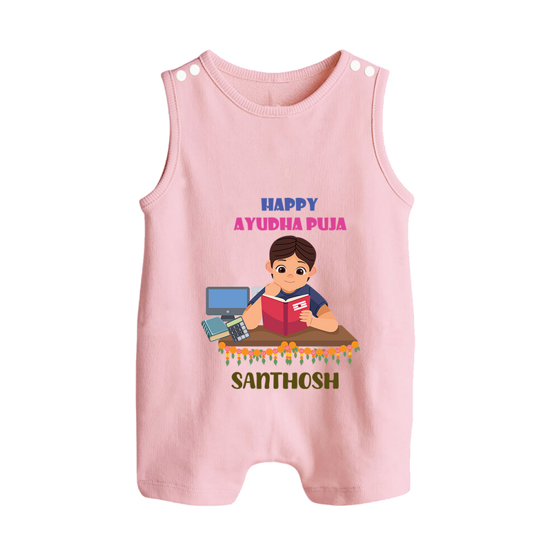 Happy Ayudha Puja | Little Traditions Romper Suit - BABY PINK - 0 - 5 Months Old (Chest 18")