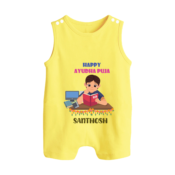 Happy Ayudha Puja | Little Traditions Romper Suit - PASTEL YELLOW - 0 - 5 Months Old (Chest 18")