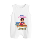 Happy Ayudha Puja | Little Traditions Romper Suit - WHITE - 0 - 5 Months Old (Chest 18")