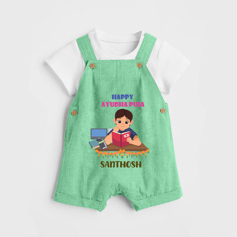 Happy Ayudha Puja | Little Traditions Dungaree Set - GREEN - 0 - 5 Months Old (Chest 18")
