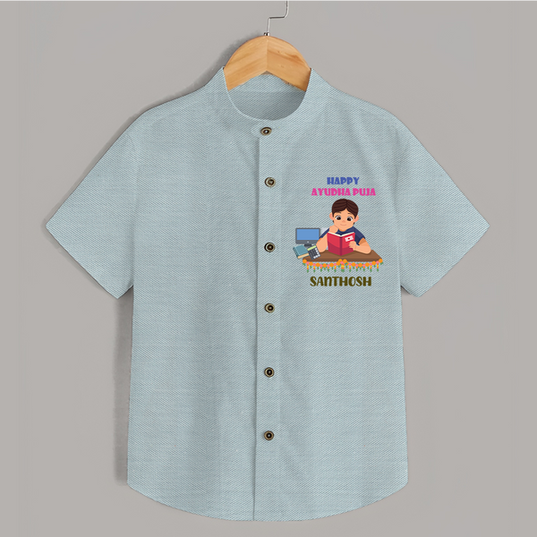 Happy Ayudha Puja | Little Traditions Shirt - ARCTIC BLUE - 0 - 6 Months Old (Chest 23")